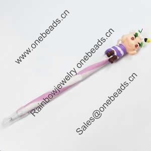 Fimo(Polymer Clay) Jewelry Ball Pen, with a fimo bead head, 13x180mm, Sold by PC