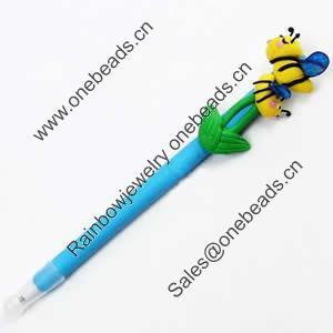 Fimo(Polymer Clay) Jewelry Ball Pen, with a fimo bead head, 28x160mm, Sold by PC