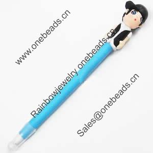 Fimo(Polymer Clay) Jewelry Ball Pen, with a fimo bead head, 25x170mm, Sold by PC