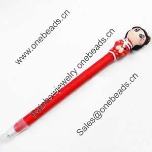 Fimo(Polymer Clay) Jewelry Ball Pen, with a fimo bead head, 20x160mm, Sold by PC
