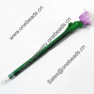 Fimo(Polymer Clay) Jewelry Ball Pen, with a fimo bead head, 36x200mm, Sold by PC