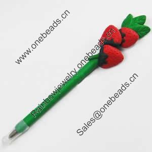 Fimo(Polymer Clay) Jewelry Ball Pen, with a fimo bead head, 34x200mm, Sold by PC