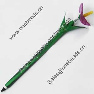 Fimo(Polymer Clay) Jewelry Ball Pen, with a fimo bead head, 46x210mm, Sold by PC