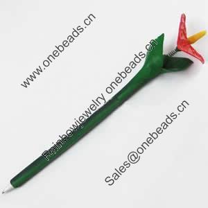 Fimo(Polymer Clay) Jewelry Ball Pen, with a fimo bead head, 46x210mm, Sold by PC