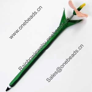 Fimo(Polymer Clay) Jewelry Ball Pen, with a fimo bead head, 46x210mm, Sold by PC