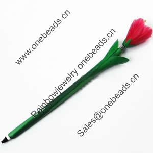 Fimo(Polymer Clay) Jewelry Ball Pen, with a fimo bead head, 28x210mm, Sold by PC