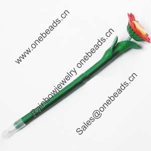 Fimo(Polymer Clay) Jewelry Ball Pen, with a fimo bead head, 43x190mm, Sold by PC