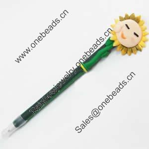 Fimo(Polymer Clay) Jewelry Ball Pen, with a fimo bead head, 42x190mm, Sold by PC