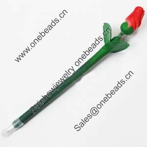 Fimo(Polymer Clay) Jewelry Ball Pen, with a fimo bead head, 42x200mm, Sold by PC