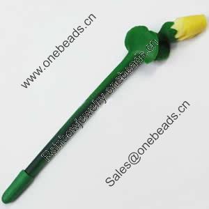 Fimo(Polymer Clay) Jewelry Ball Pen, with a fimo bead head, 28x220mm, Sold by PC