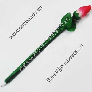 Fimo(Polymer Clay) Jewelry Ball Pen, with a fimo bead head, 29x190mm, Sold by PC