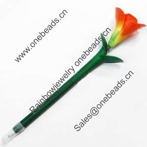 Fimo(Polymer Clay) Jewelry Ball Pen, with a fimo bead head, 44x200mm, Sold by PC