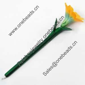 Fimo(Polymer Clay) Jewelry Ball Pen, with a fimo bead head, 51x210mm, Sold by PC