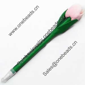 Fimo(Polymer Clay) Jewelry Ball Pen, with a fimo bead head, 32x190mm, Sold by PC