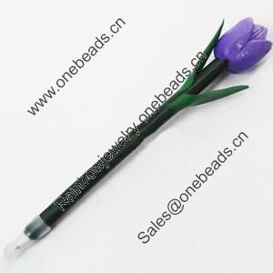 Fimo(Polymer Clay) Jewelry Ball Pen, with a fimo bead head, 33x180mm, Sold by PC