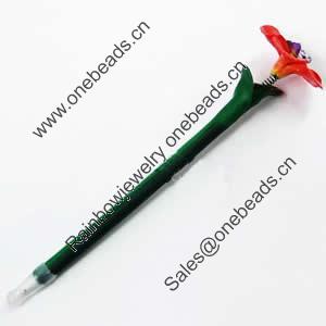 Fimo(Polymer Clay) Jewelry Ball Pen, with a fimo bead head, 45x180mm, Sold by PC