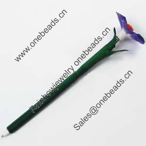 Fimo(Polymer Clay) Jewelry Ball Pen, with a fimo bead head, 46x180mm, Sold by PC