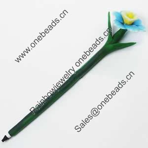 Fimo(Polymer Clay) Jewelry Ball Pen, with a fimo bead head, 42x210mm, Sold by PC