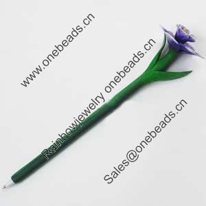 Fimo(Polymer Clay) Jewelry Ball Pen, with a fimo bead head, 47x200mm, Sold by PC