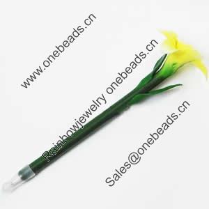 Fimo(Polymer Clay) Jewelry Ball Pen, with a fimo bead head, 51x190mm, Sold by PC