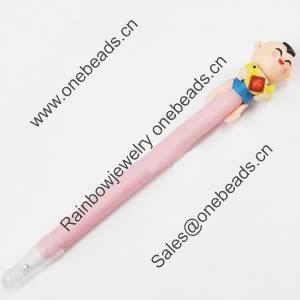 Fimo(Polymer Clay) Jewelry Ball Pen, with a fimo bead head, 23x160mm, Sold by PC