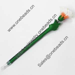 Fimo(Polymer Clay) Jewelry Ball Pen, with a fimo bead head, 41x200mm, Sold by PC