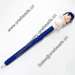 Fimo(Polymer Clay) Jewelry Ball Pen, with a fimo bead head, 22x170mm, Sold by PC