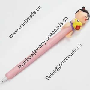 Fimo(Polymer Clay) Jewelry Ball Pen, with a fimo bead head, 23x150mm, Sold by PC