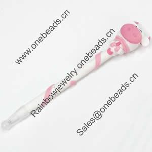 Fimo(Polymer Clay) Jewelry Ball Pen, with a fimo bead head, 30x170mm, Sold by PC