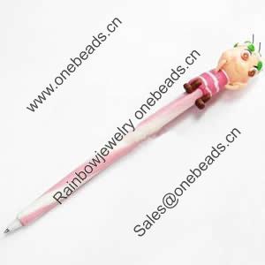 Fimo(Polymer Clay) Jewelry Ball Pen, with a fimo bead head, 20x170mm, Sold by PC