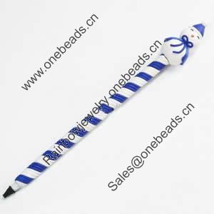 Fimo(Polymer Clay) Jewelry Ball Pen, with a fimo bead head, 22x190mm, Sold by PC