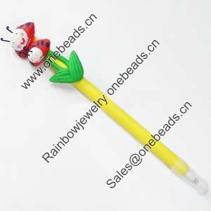 Fimo(Polymer Clay) Jewelry Ball Pen, with a fimo bead head, 25x170mm, Sold by PC