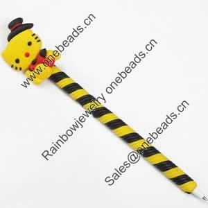 Fimo(Polymer Clay) Jewelry Ball Pen, with a fimo bead head, 32x180mm, Sold by PC
