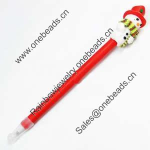 Fimo(Polymer Clay) Jewelry Ball Pen, with a fimo bead head, 24x185mm, Sold by PC