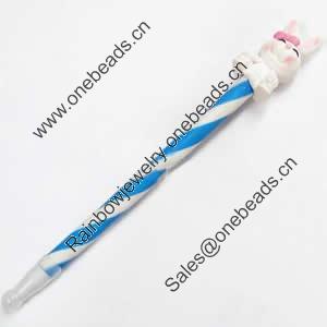 Fimo(Polymer Clay) Jewelry Ball Pen, with a fimo bead head, 22x180mm, Sold by PC