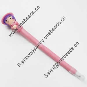 Fimo(Polymer Clay) Jewelry Ball Pen, with a fimo bead head, 30x155mm, Sold by PC
