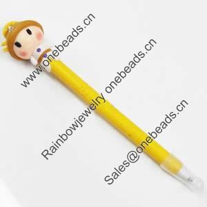 Fimo(Polymer Clay) Jewelry Ball Pen, with a fimo bead head, 25x173mm, Sold by PC