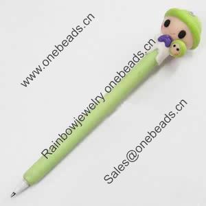 Fimo(Polymer Clay) Jewelry Ball Pen, with a fimo bead head, 27x140mm, Sold by PC
