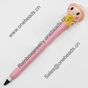 Fimo(Polymer Clay) Jewelry Ball Pen, with a fimo bead head, 27x150mm, Sold by PC