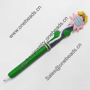 Fimo(Polymer Clay) Jewelry Ball Pen, with a fimo bead head, 25x140mm, Sold by PC