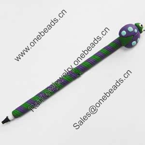 Fimo(Polymer Clay) Jewelry Ball Pen, with a fimo bead head, 25x180mm, Sold by PC