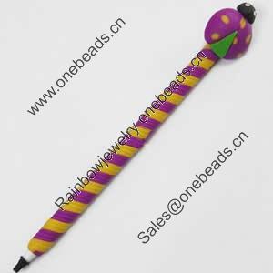 Fimo(Polymer Clay) Jewelry Ball Pen, with a fimo bead head, 25x180mm, Sold by PC