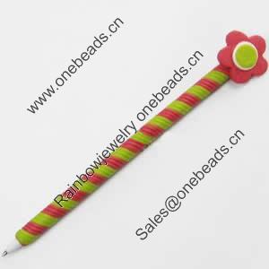 Fimo(Polymer Clay) Jewelry Ball Pen, with a fimo bead head, 30x170mm, Sold by PC