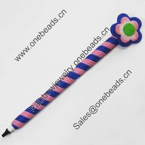 Fimo(Polymer Clay) Jewelry Ball Pen, with a fimo bead head, 30x170mm, Sold by PC