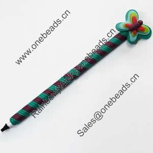 Fimo(Polymer Clay) Jewelry Ball Pen, with a fimo bead head, 35x170mm, Sold by PC