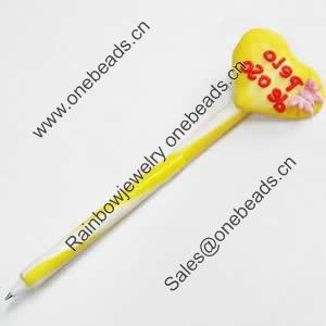 Fimo(Polymer Clay) Jewelry Ball Pen, with a fimo bead head, 44x160mm, Sold by PC