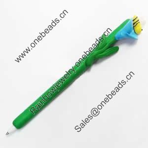 Fimo(Polymer Clay) Jewelry Ball Pen, with a fimo bead head, 18x150mm, Sold by PC