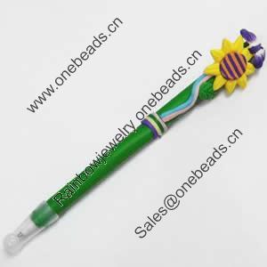 Fimo(Polymer Clay) Jewelry Ball Pen, with a fimo bead head, 25x150mm, Sold by PC