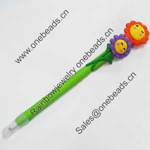 Fimo(Polymer Clay) Jewelry Ball Pen, with a fimo bead head, 27x180mm, Sold by PC