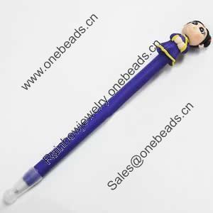 Fimo(Polymer Clay) Jewelry Ball Pen, with a fimo bead head, 22x180mm, Sold by PC